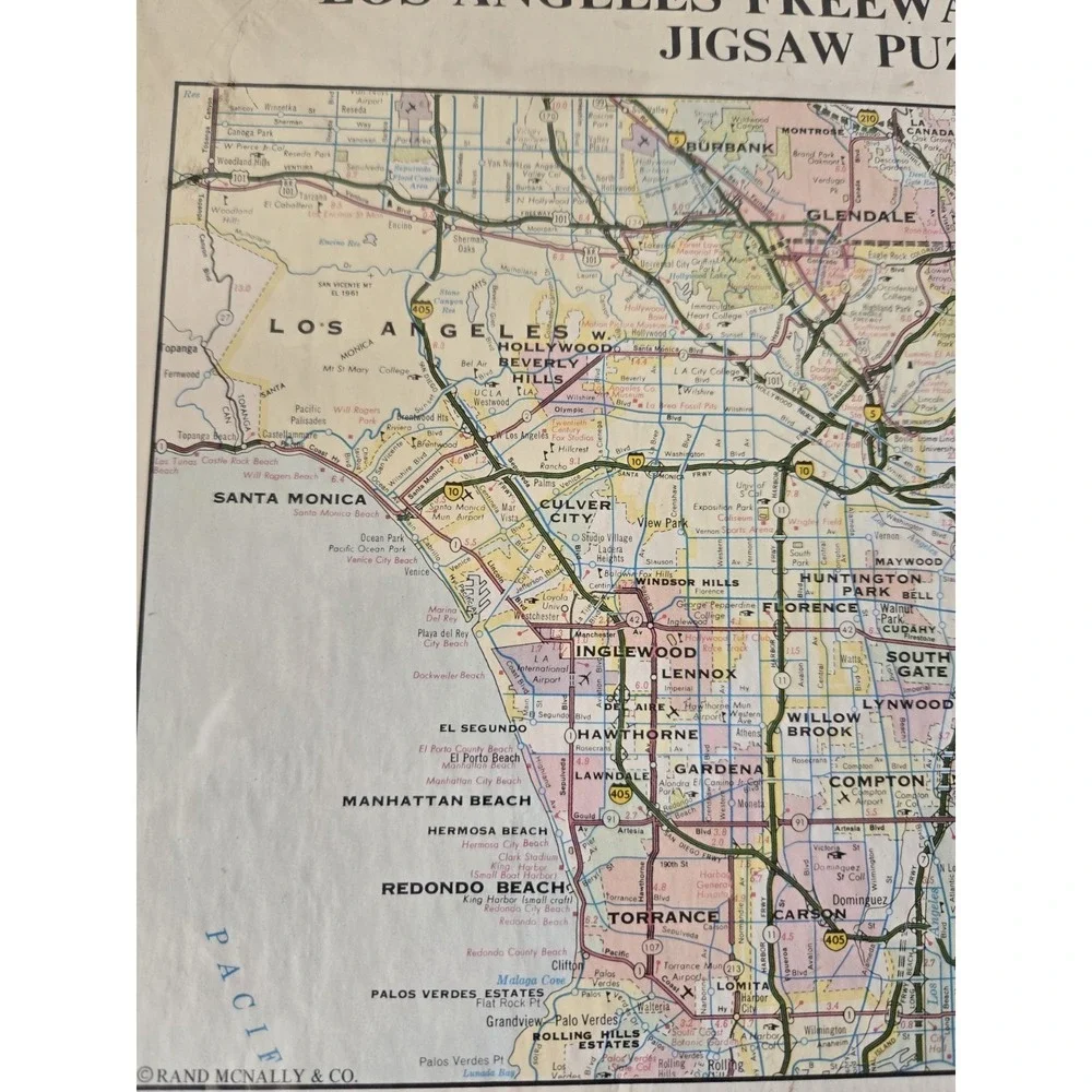 Vintage Los Angeles Freeway System Map 500 Pc Jigsaw‎ Puzzle Sealed Rand McNally